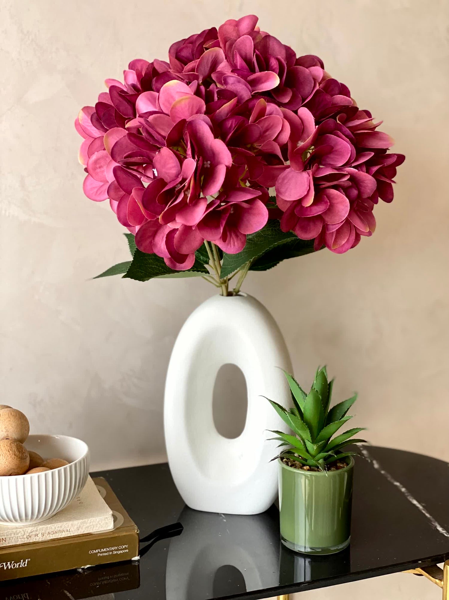 Artificial Floral Hydrangea Flower Bunch - Dark Pink