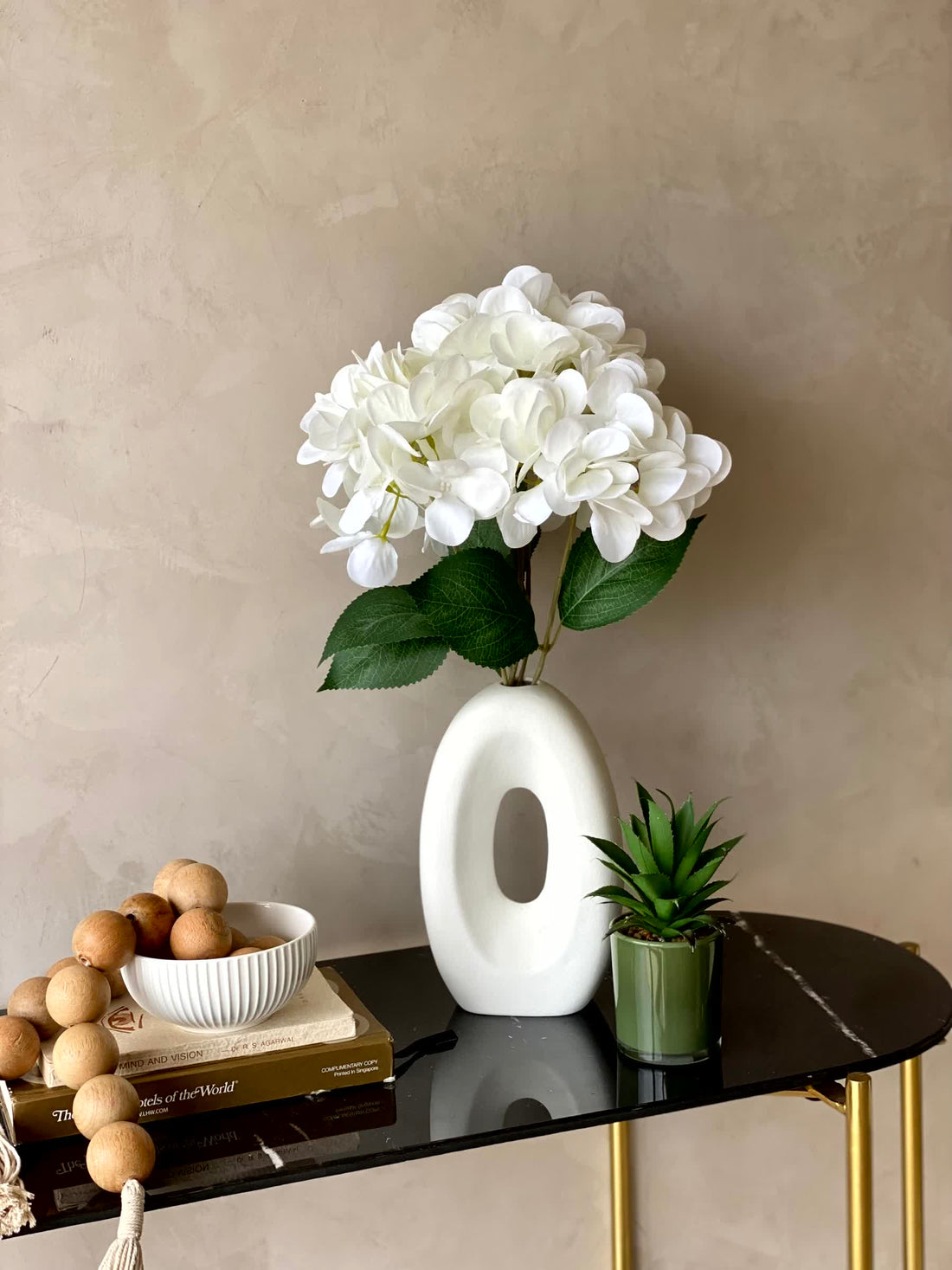 Artificial Floral Hydrangea Flower Bunch - White