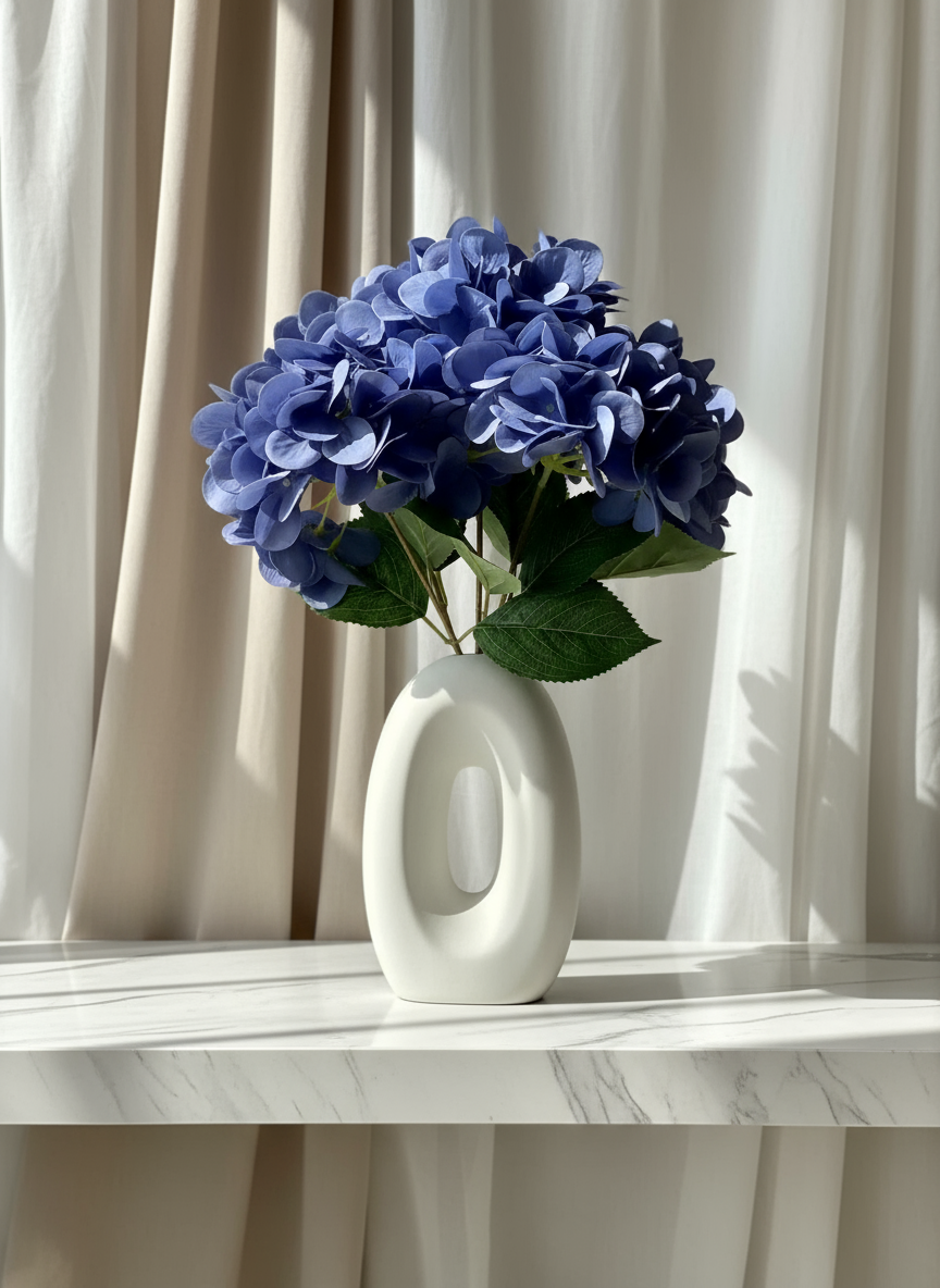 Artificial Floral Hydrangea Flower Bunch - Blue