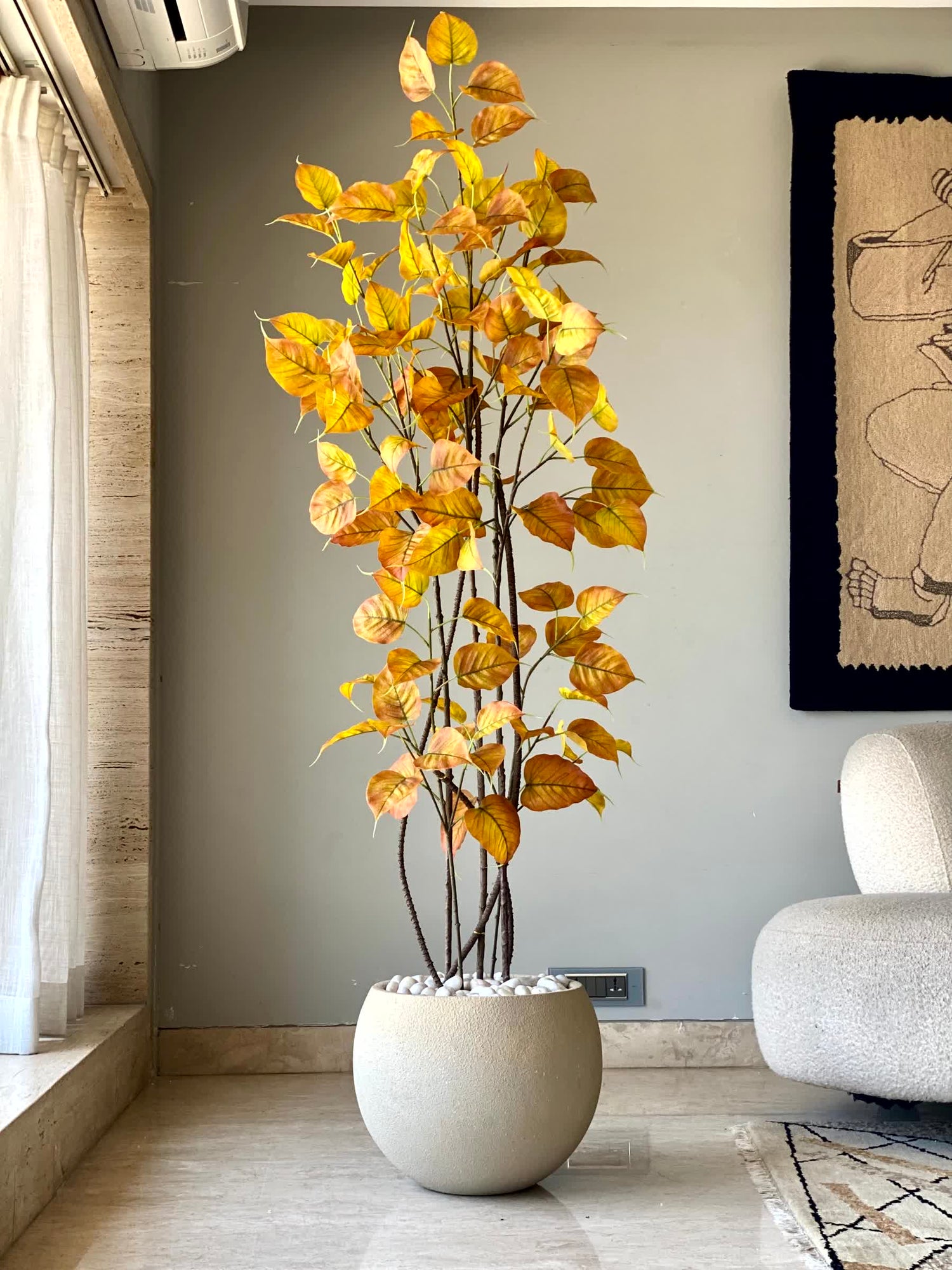 Artificial Amber Peepal Plant - 6 Feet