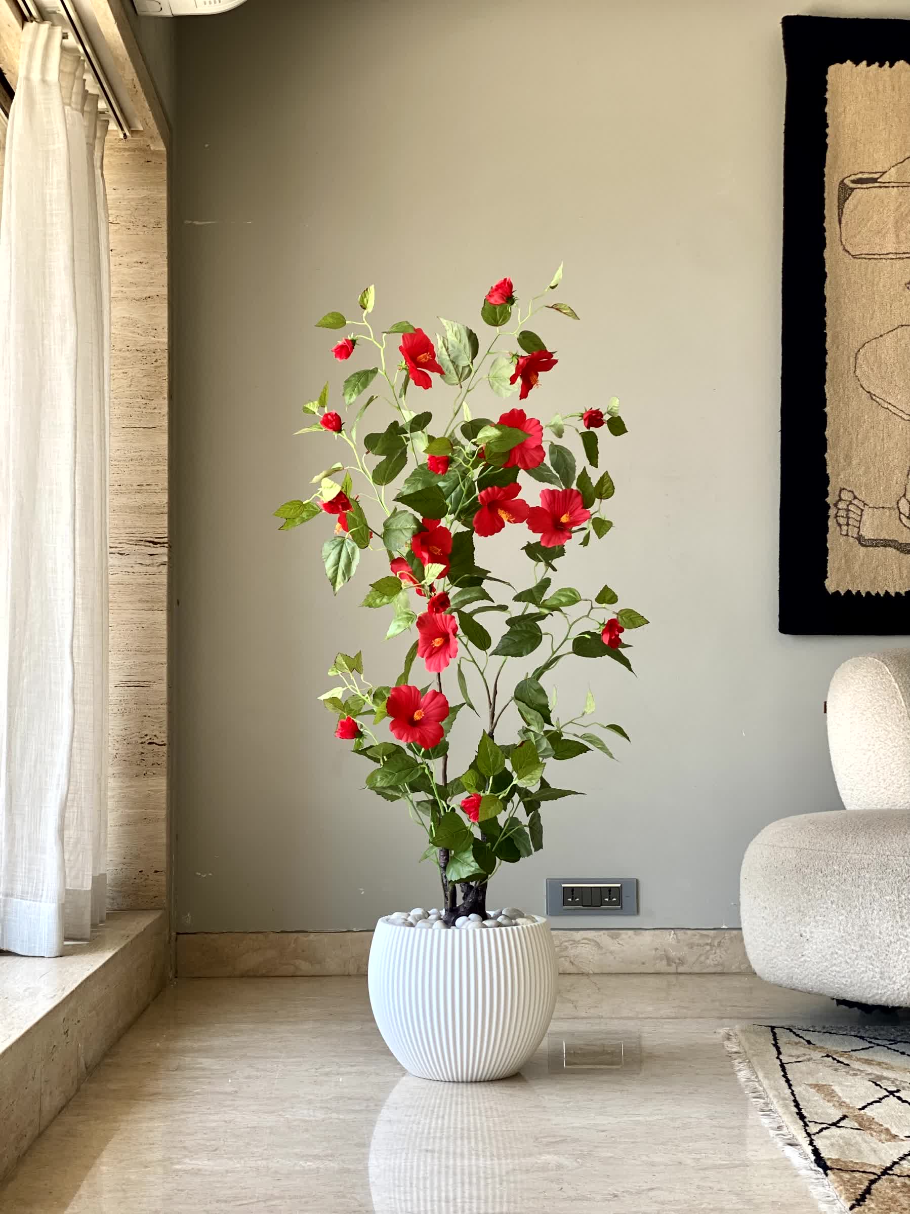 Artificial Hibiscus Plant - 4 Feet