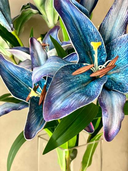 Artificial Mystic Lilly Flower Stem - (One Stem) Blue