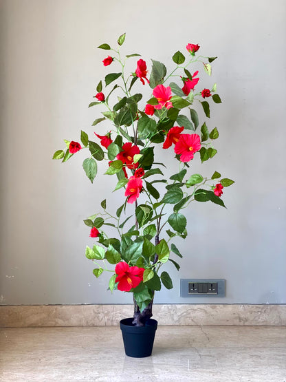 Artificial Hibiscus Plant - 4 Feet