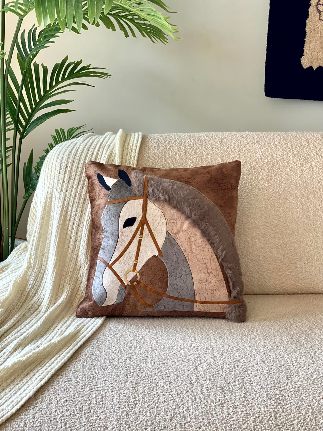 Stallion Cushion Cover - Dark Brown