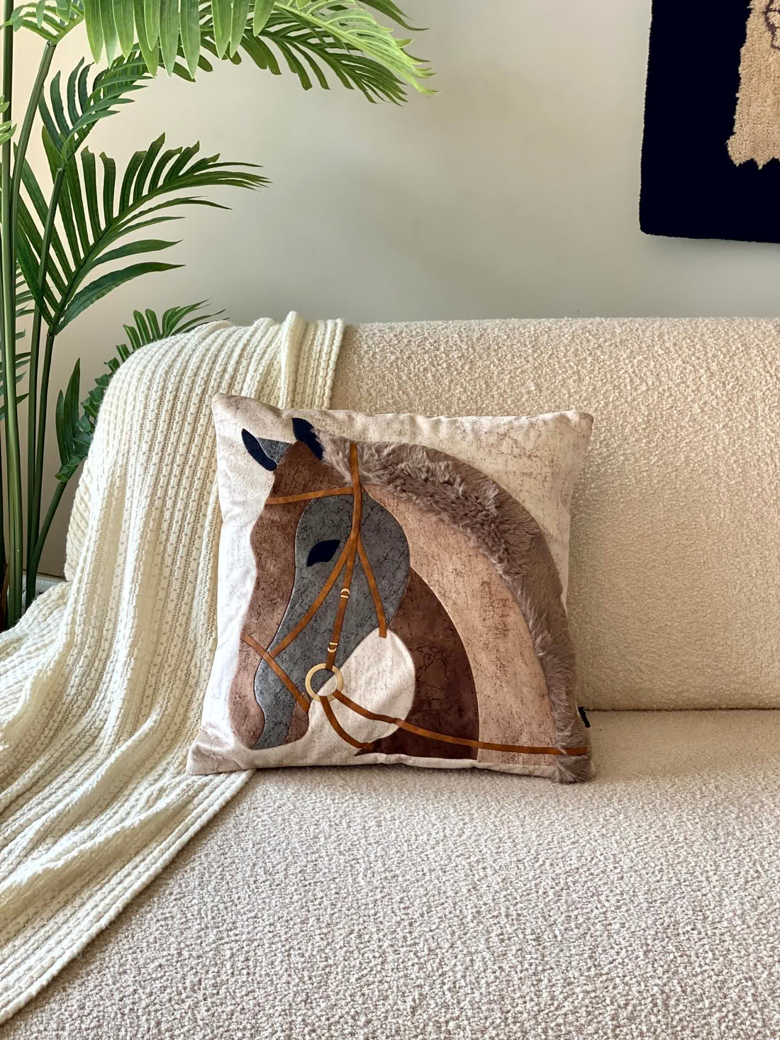 Stallion Cushion Cover - Brown