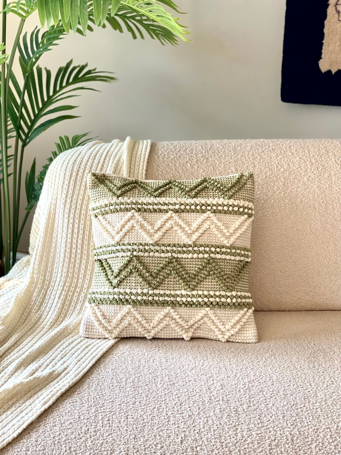 Knitted Cushion Cover - Green