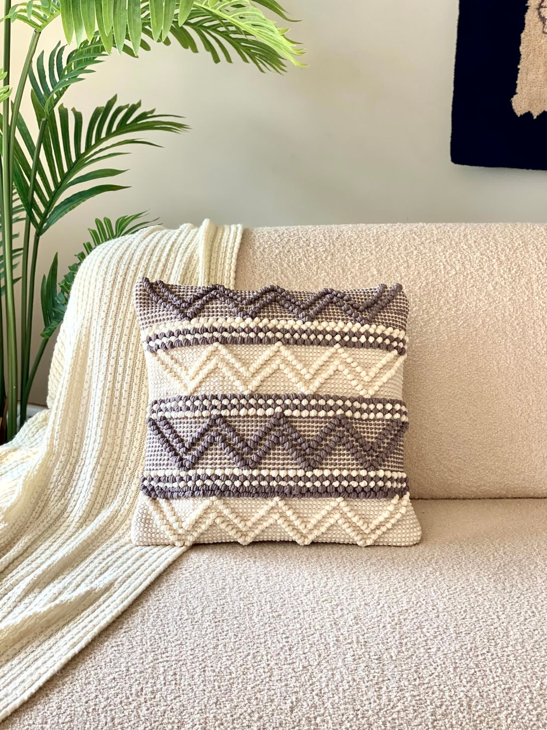 Knitted Cushion Cover - Grey