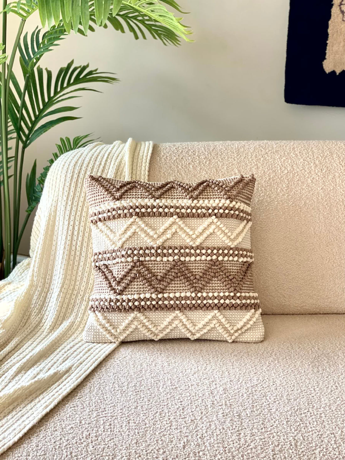 Knitted Cushion Cover - Brown