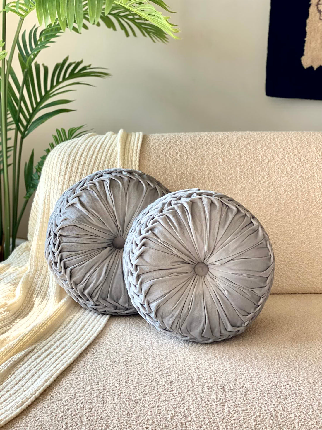 Plush Cushions With Filler - Grey