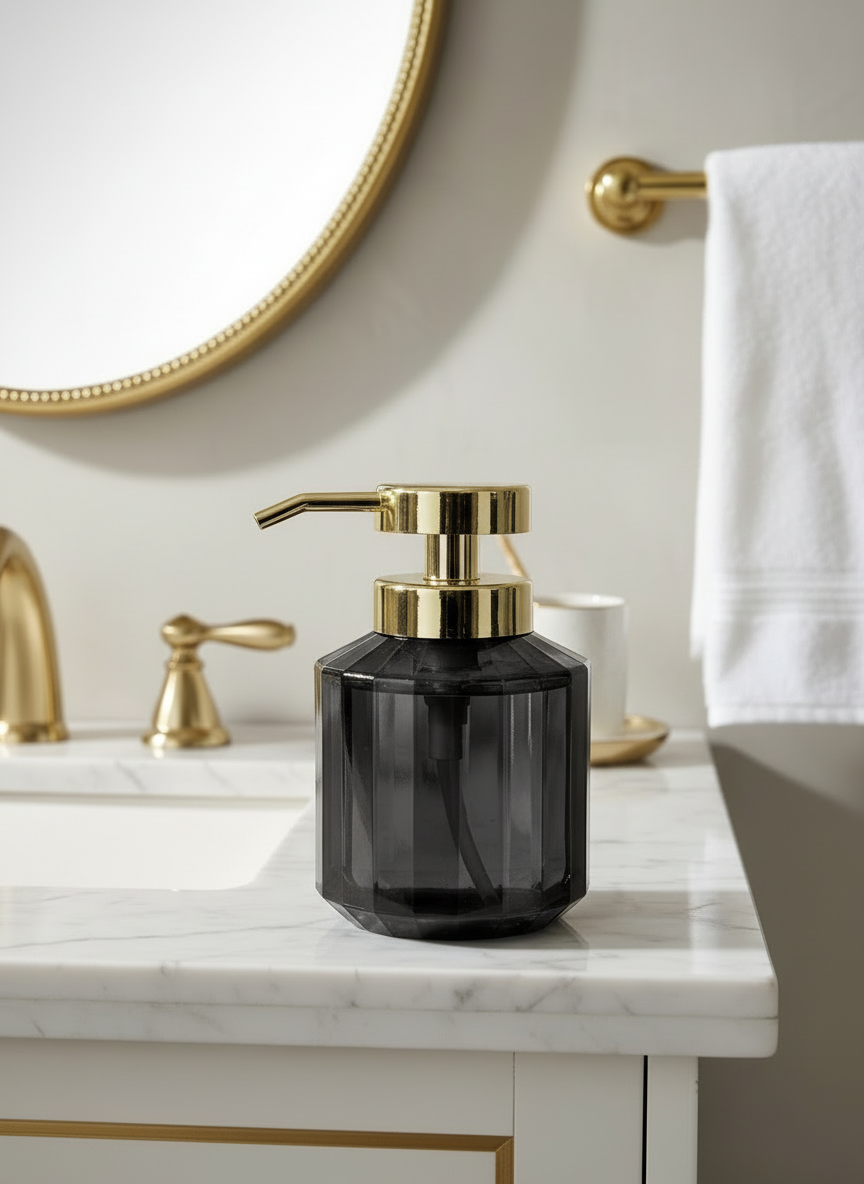 Chalice Glass Bathroom Dispenser - Black