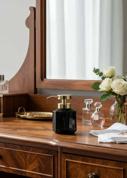 Chalice Glass Bathroom Dispenser - Black