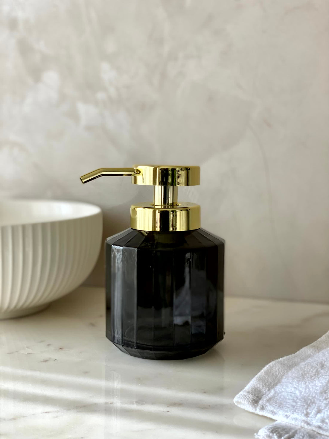 Chalice Glass Bathroom Dispenser - Black