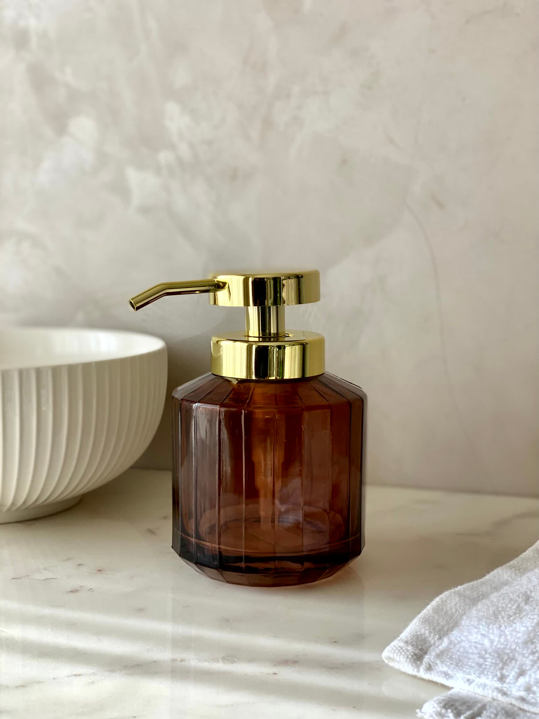 Chalice Glass Bathroom Dispenser - Amber