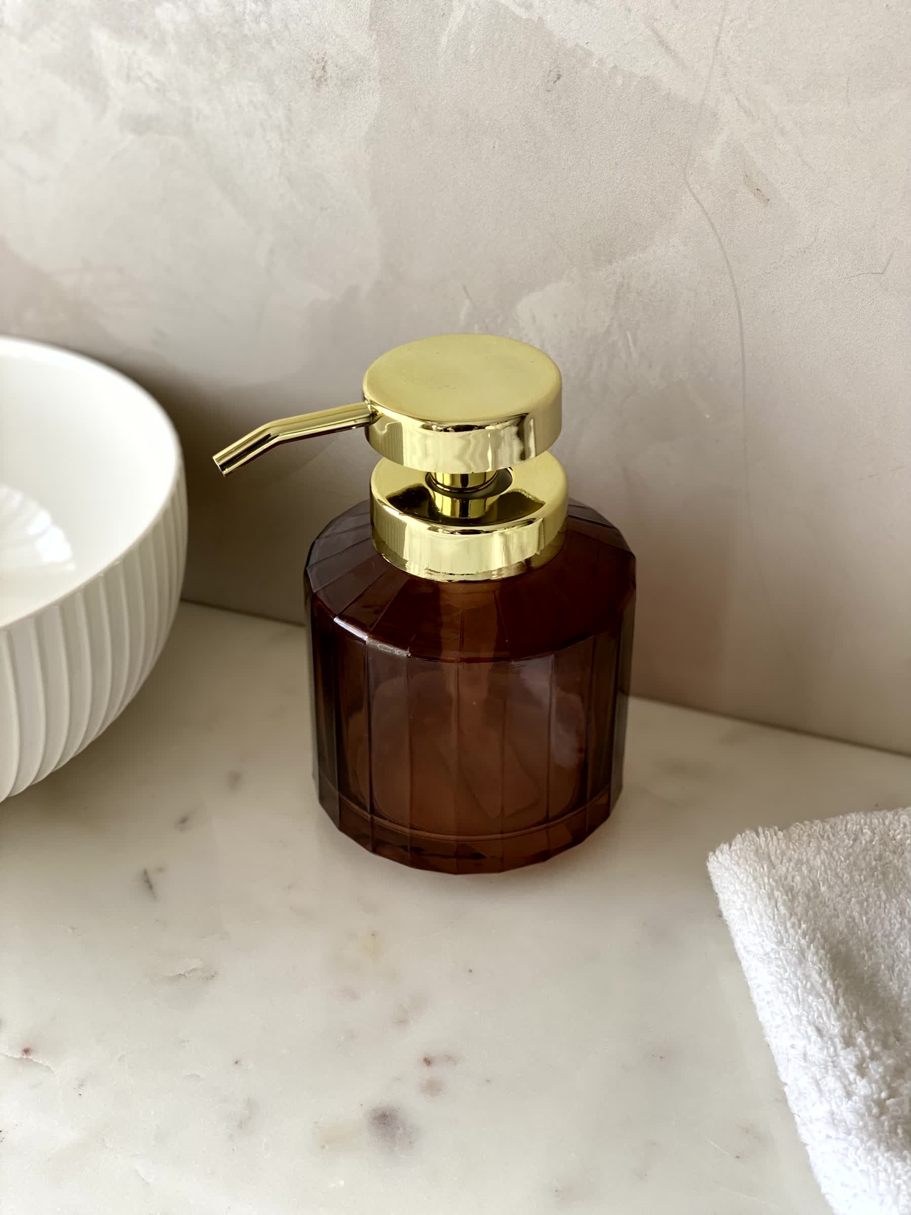 Chalice Glass Bathroom Dispenser - Amber