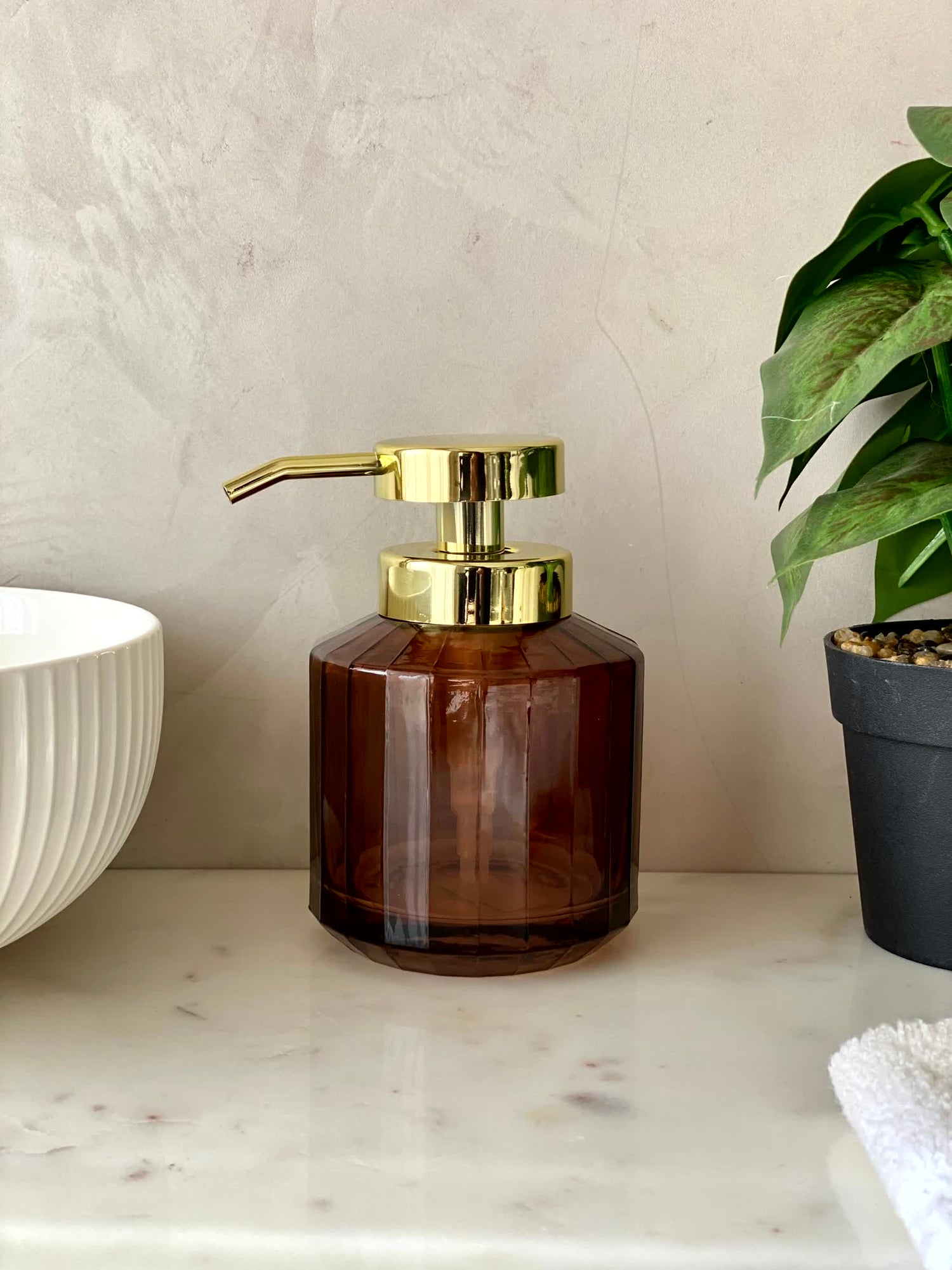 Chalice Glass Bathroom Dispenser - Amber