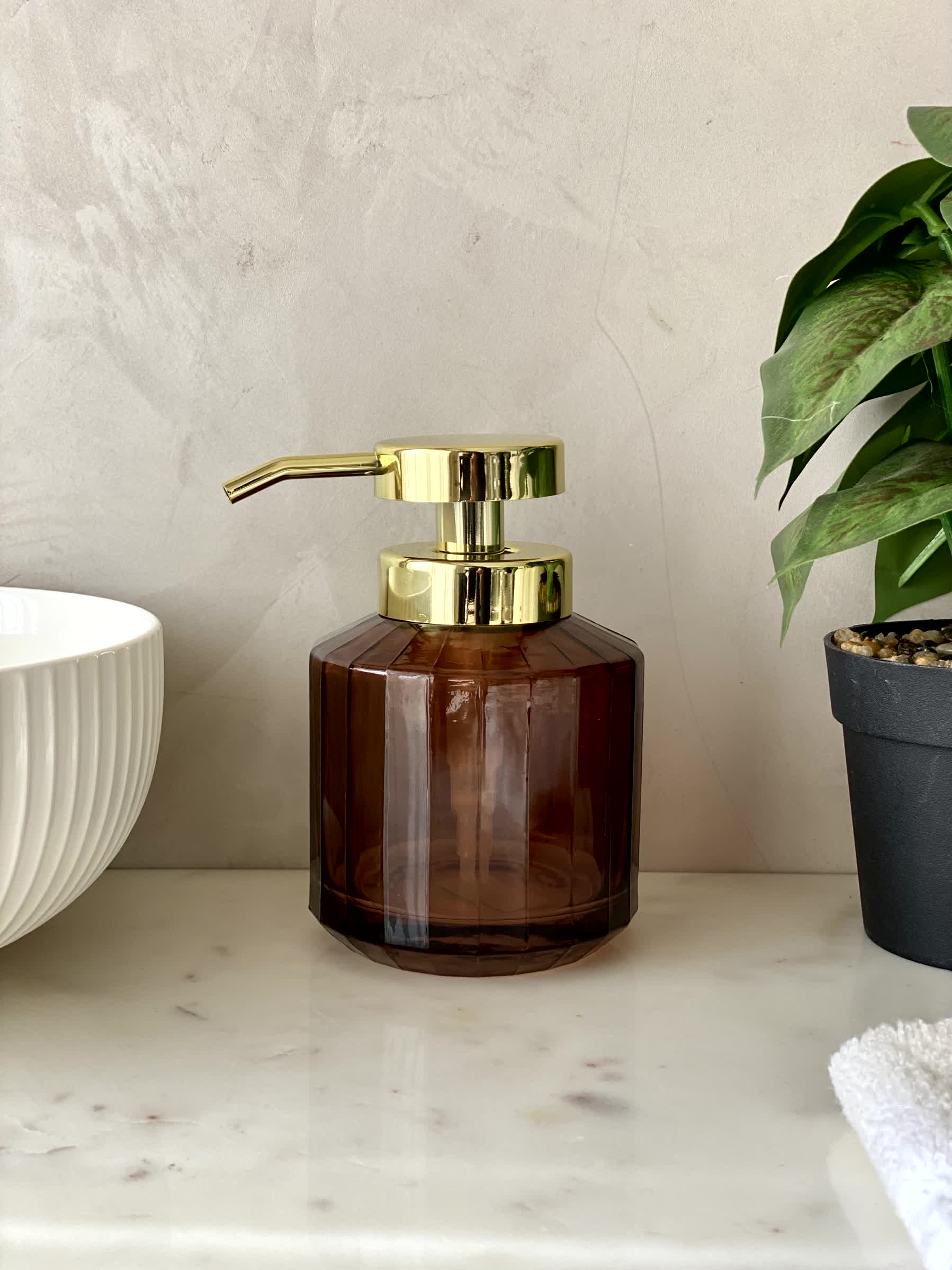 Chalice Glass Bathroom Dispenser - Amber