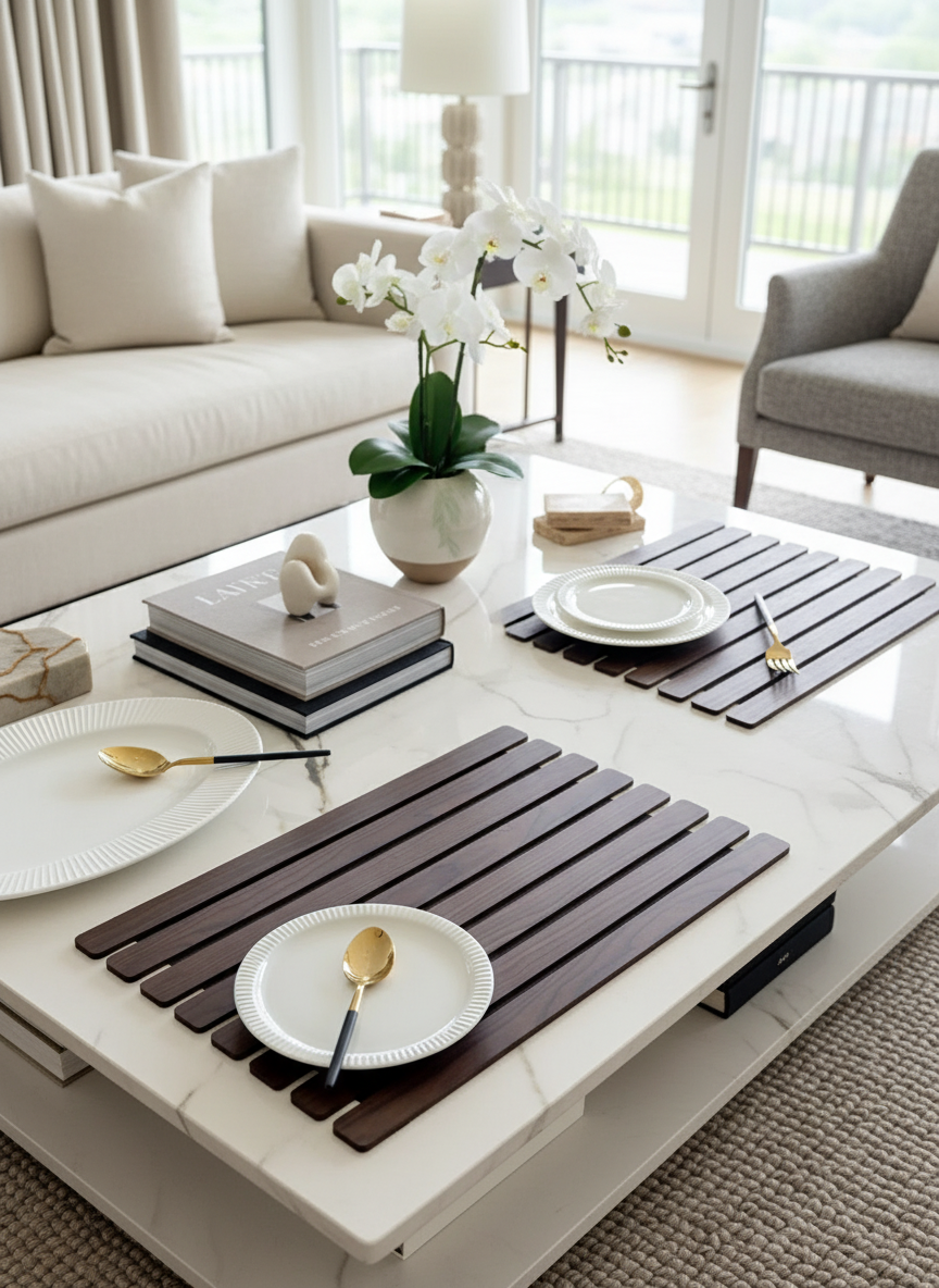 Elm Foldable Table Mats (Set of 2) - Dark Brown