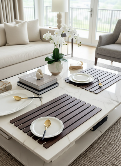 Elm Foldable Table Mats (Set of 2) - Dark Brown