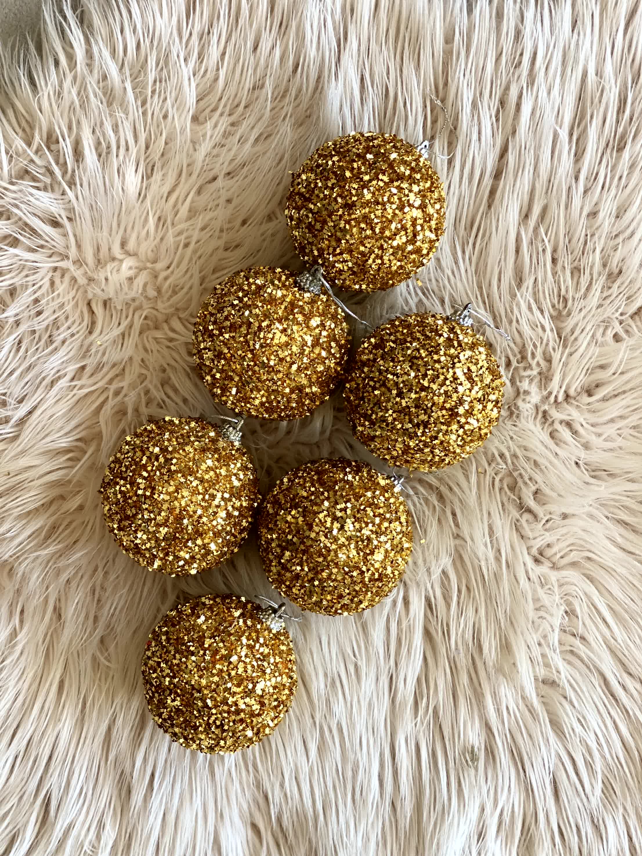 Christmas Glittering Gold Balls - (Set of 6)