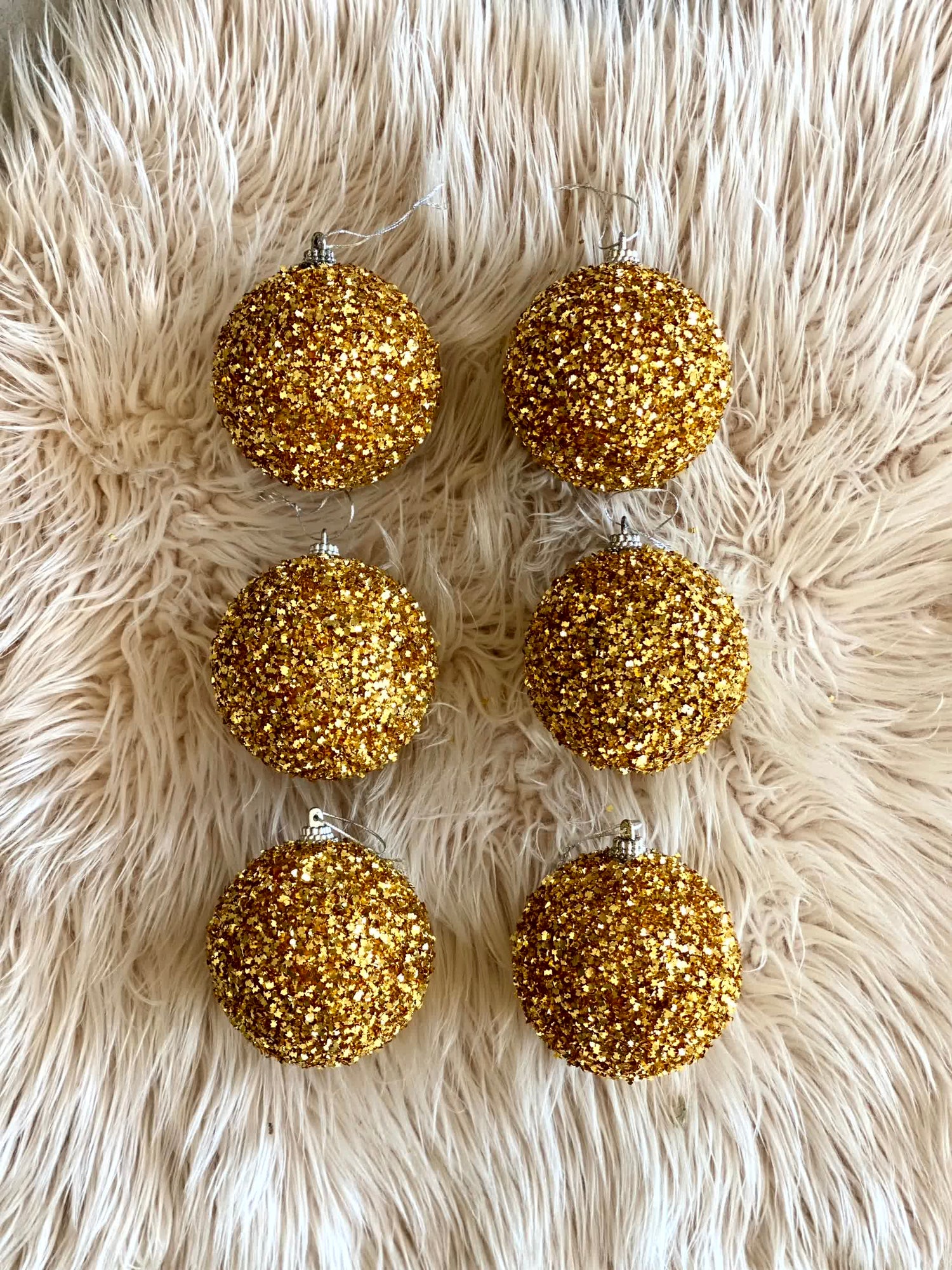 Christmas Glittering Gold Balls - (Set of 6)