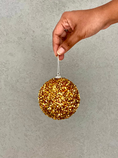 Christmas Glittering Gold Balls - (Set of 6)