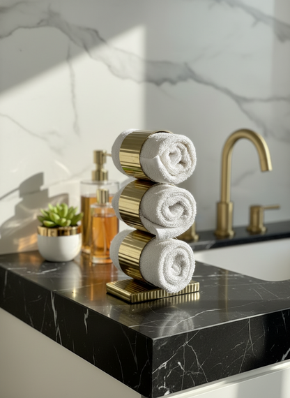 Safi Fluted Napkin Ring Holder - Gold