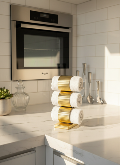 Safi Fluted Napkin Ring Holder - Gold