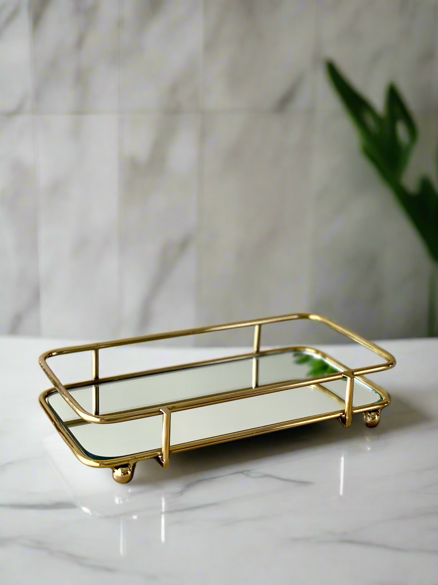 Milan Napkin Mirror Tray - Gold