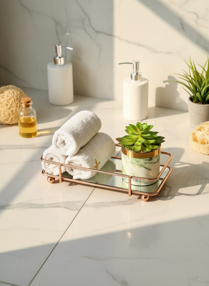 Milan Napkin Mirror Tray - Rose Gold