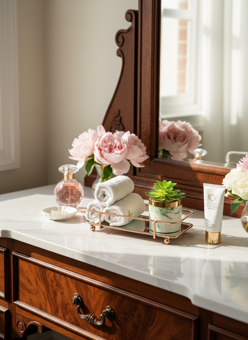 Milan Napkin Mirror Tray - Rose Gold