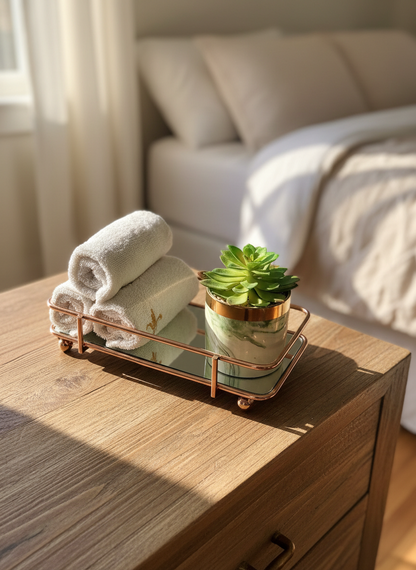 Milan Napkin Mirror Tray - Rose Gold