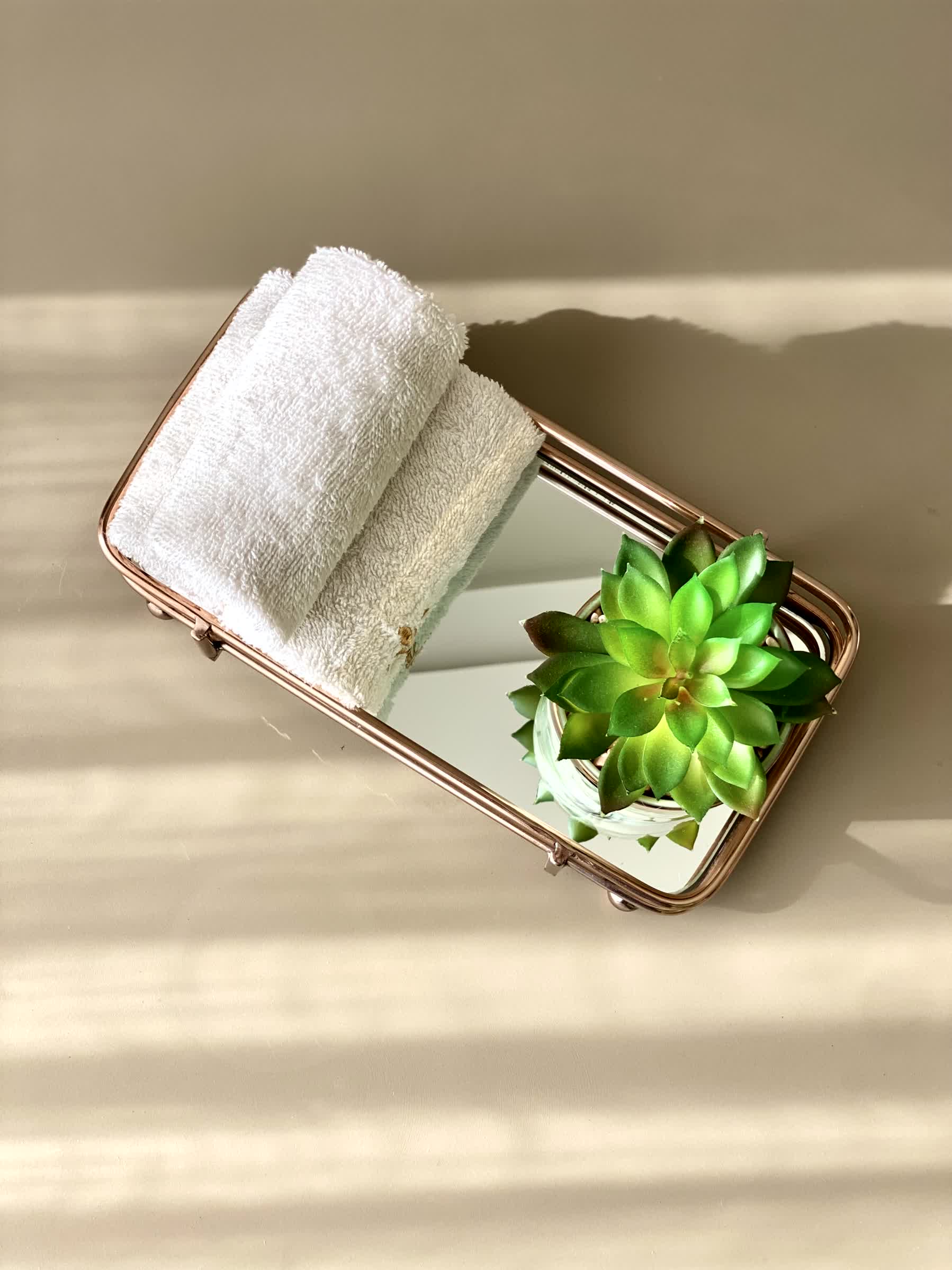 Milan Napkin Mirror Tray - Rose Gold