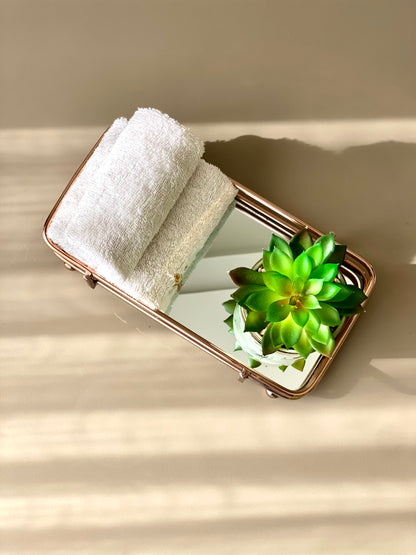 Milan Napkin Mirror Tray - Rose Gold