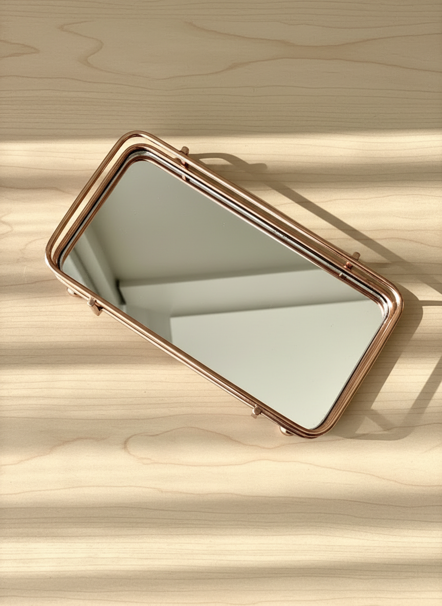 Milan Napkin Mirror Tray - Rose Gold