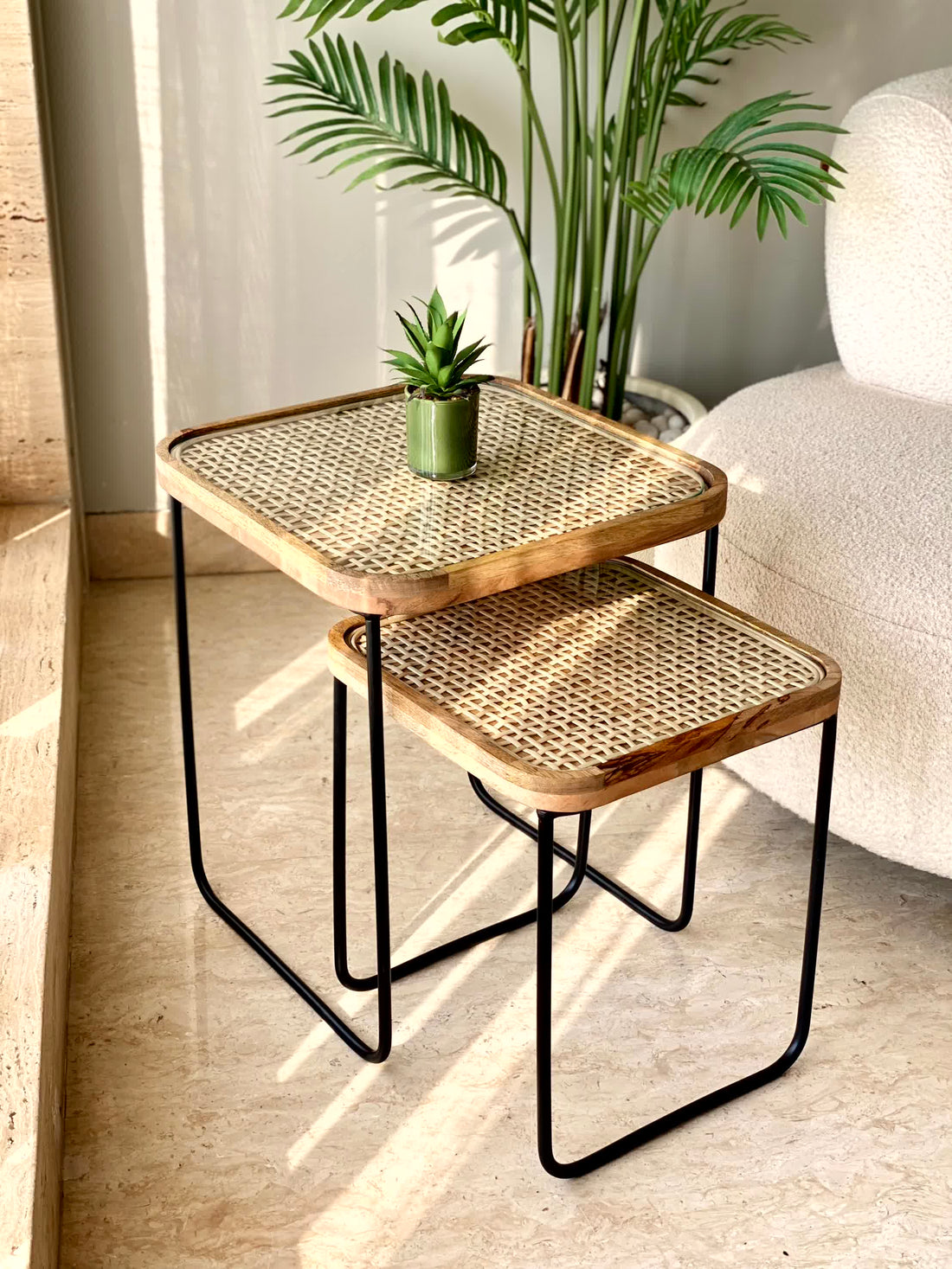 Cabo Cane Nesting Table - Set of 2