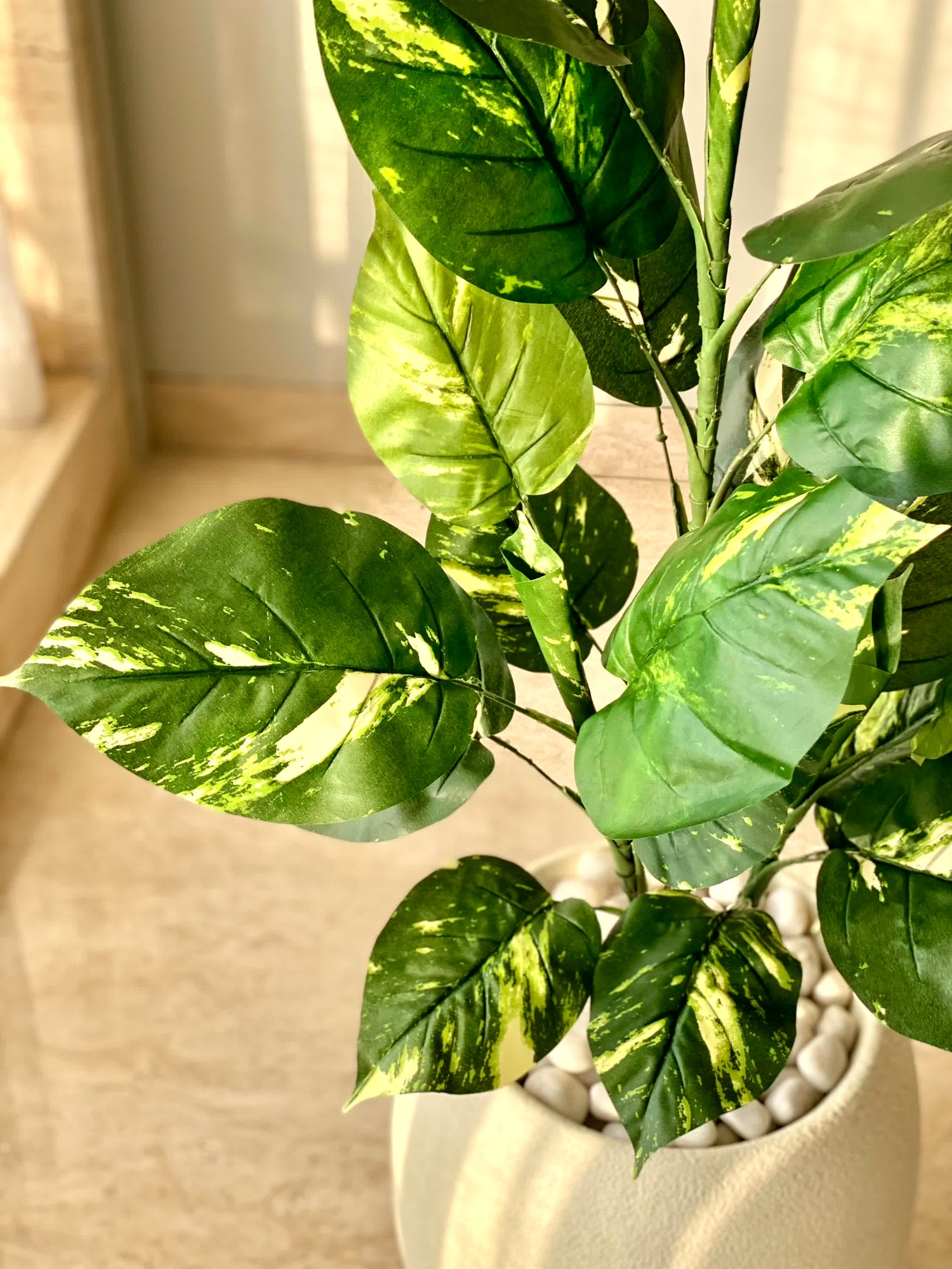 Artificial Variegated Pothos  Plant - 3 Feet