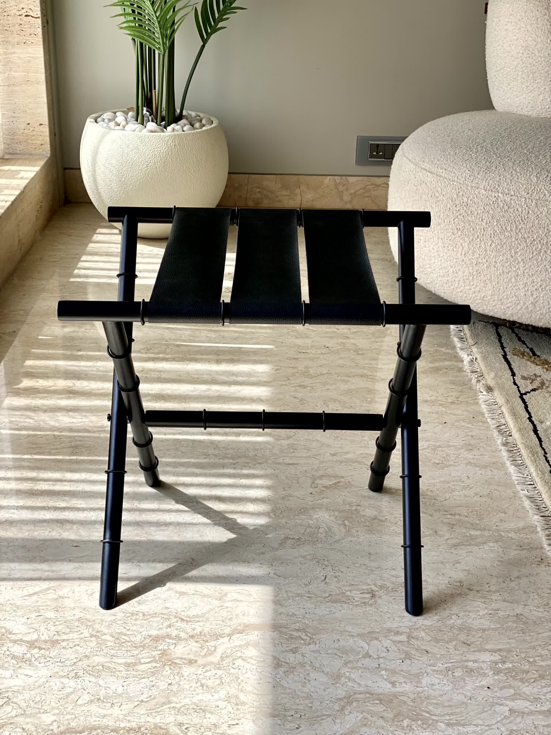 Naples Black Foldable Luggage Rack