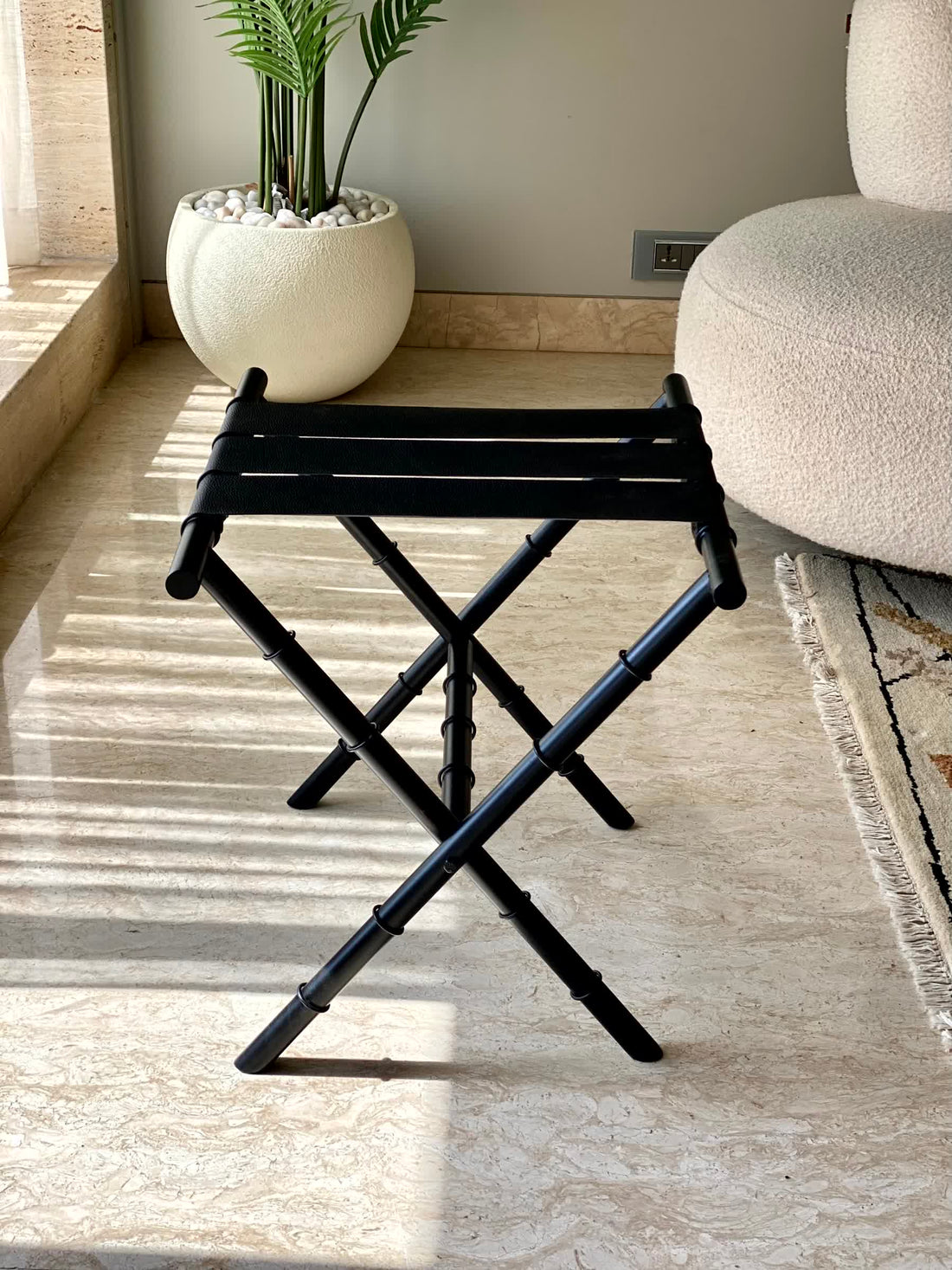 Naples Black Foldable Luggage Rack