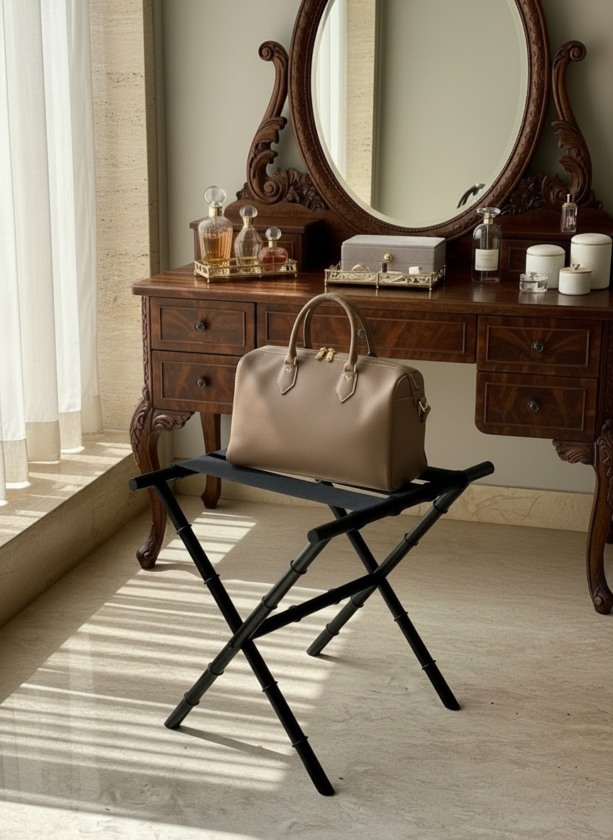 Naples Black Foldable Luggage Rack