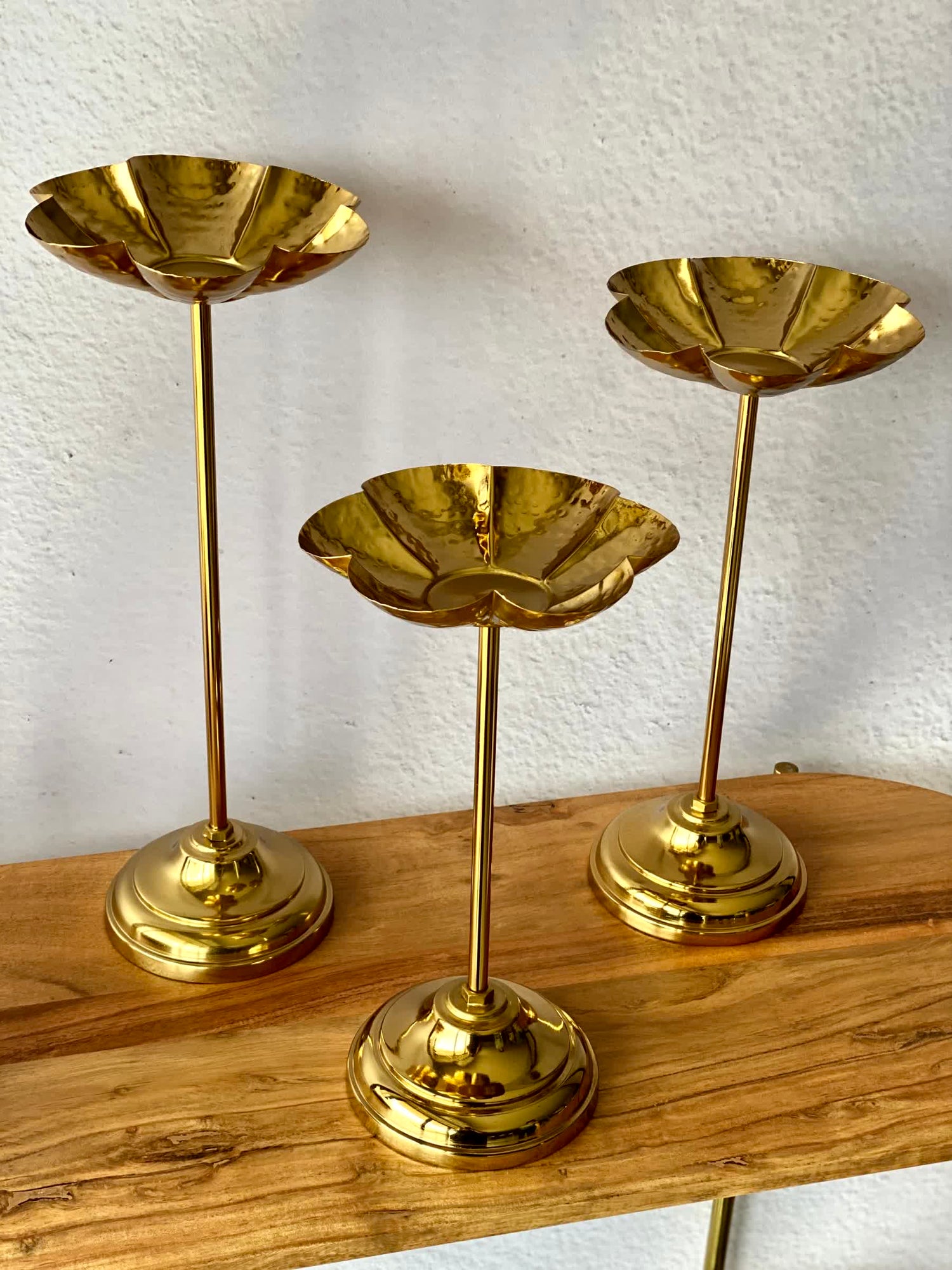 Mehrauli Flower Diya Stands - Set Of 3