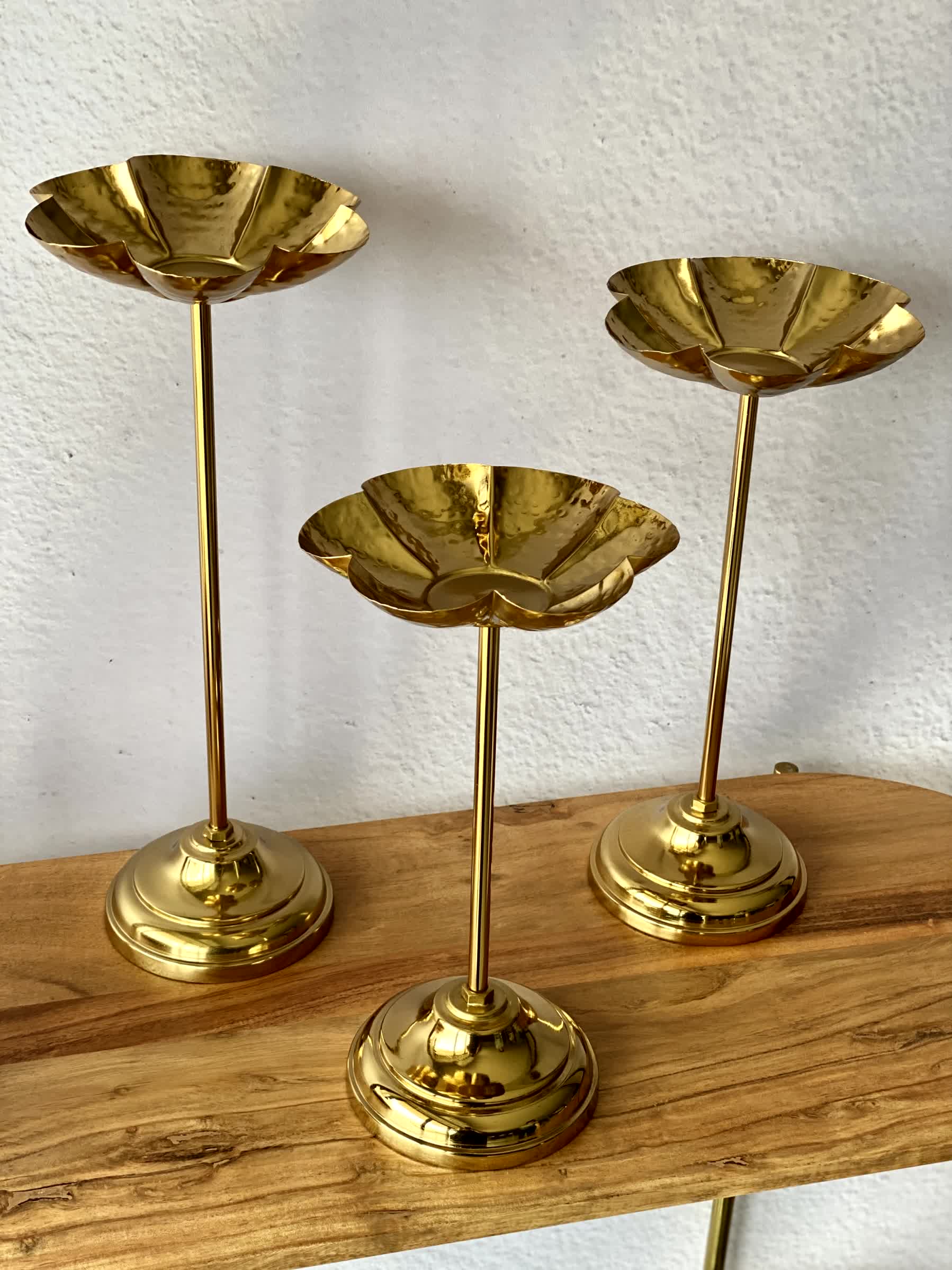Mehrauli Flower Diya Stands - Set Of 3