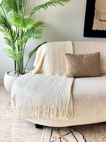 Knitted Cable Throw - Ivory