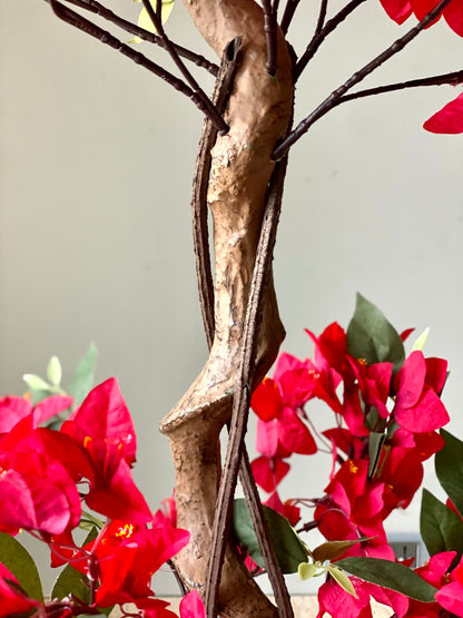 Artificial Scarlett Red Twisted Bougainvillea Plant - 4 Feet
