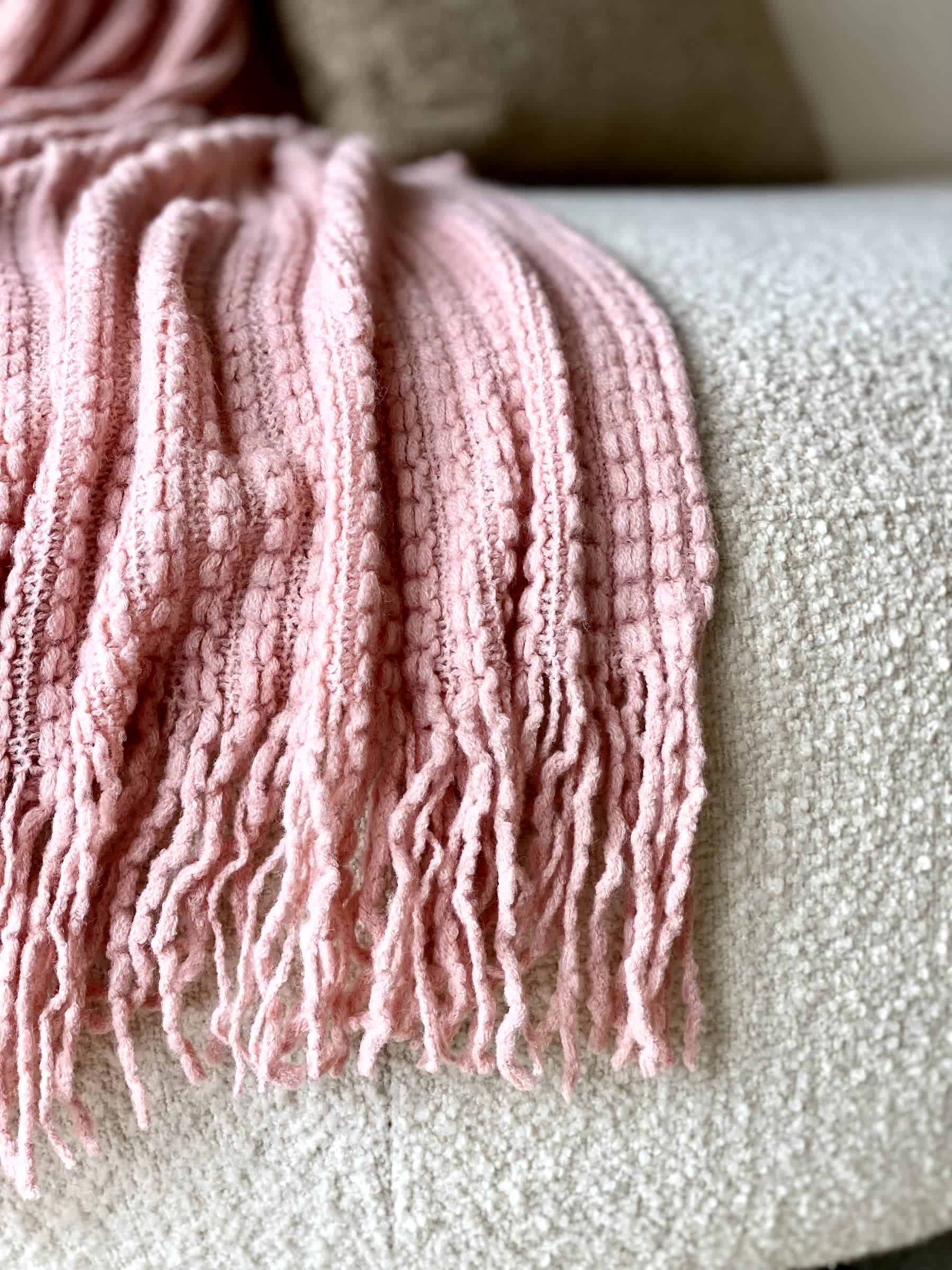 Knitted Cable Throw - Pink