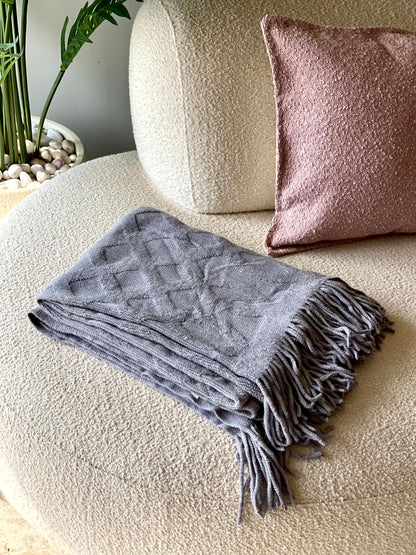 Knitted Throw - Grey