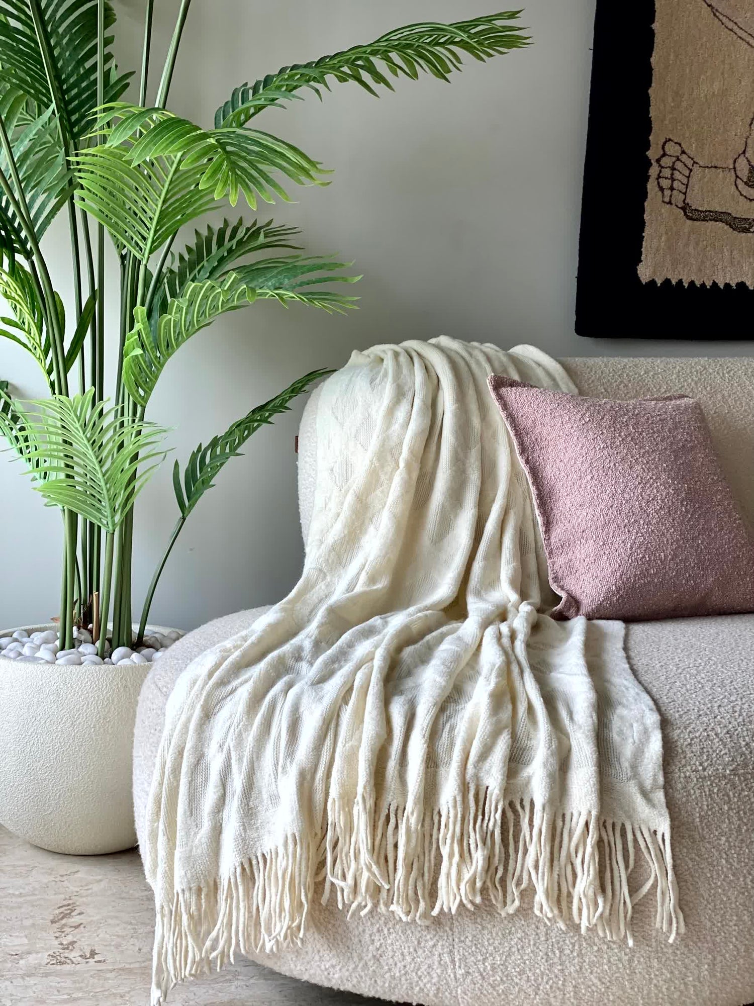 Knitted Throw - Ivory