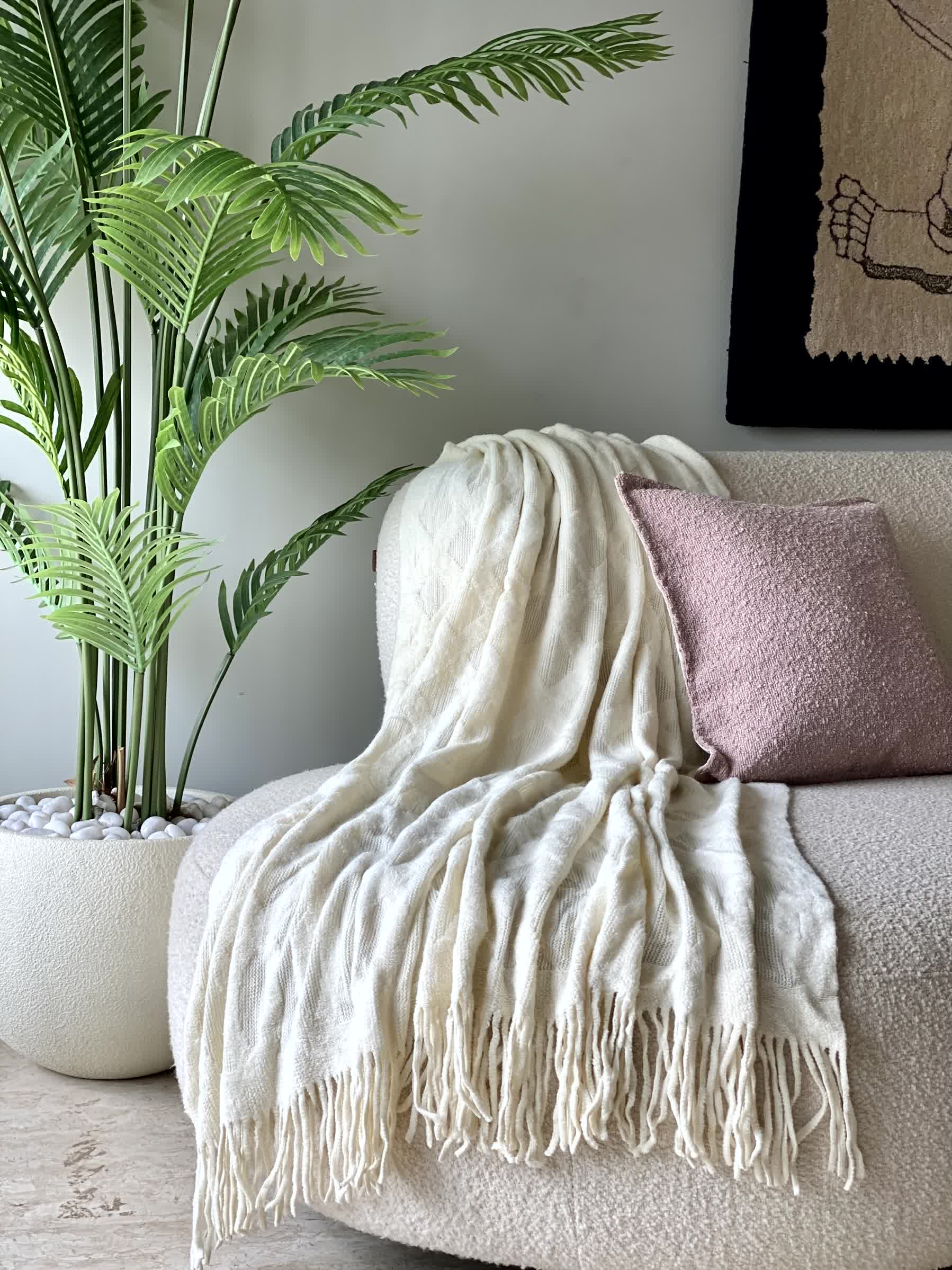 Knitted Throw - Ivory