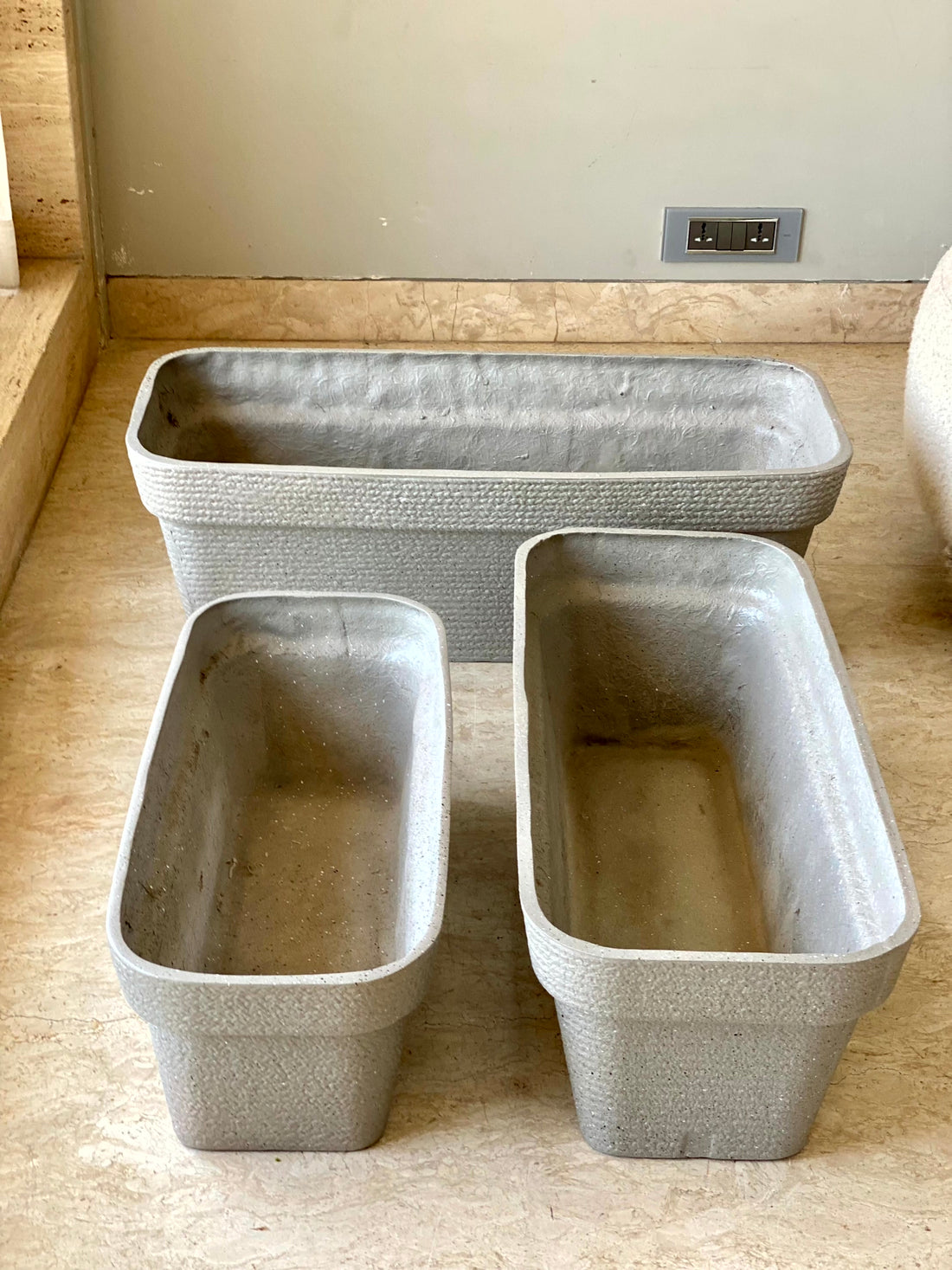 Viona Rectangle Planters - Light Grey
