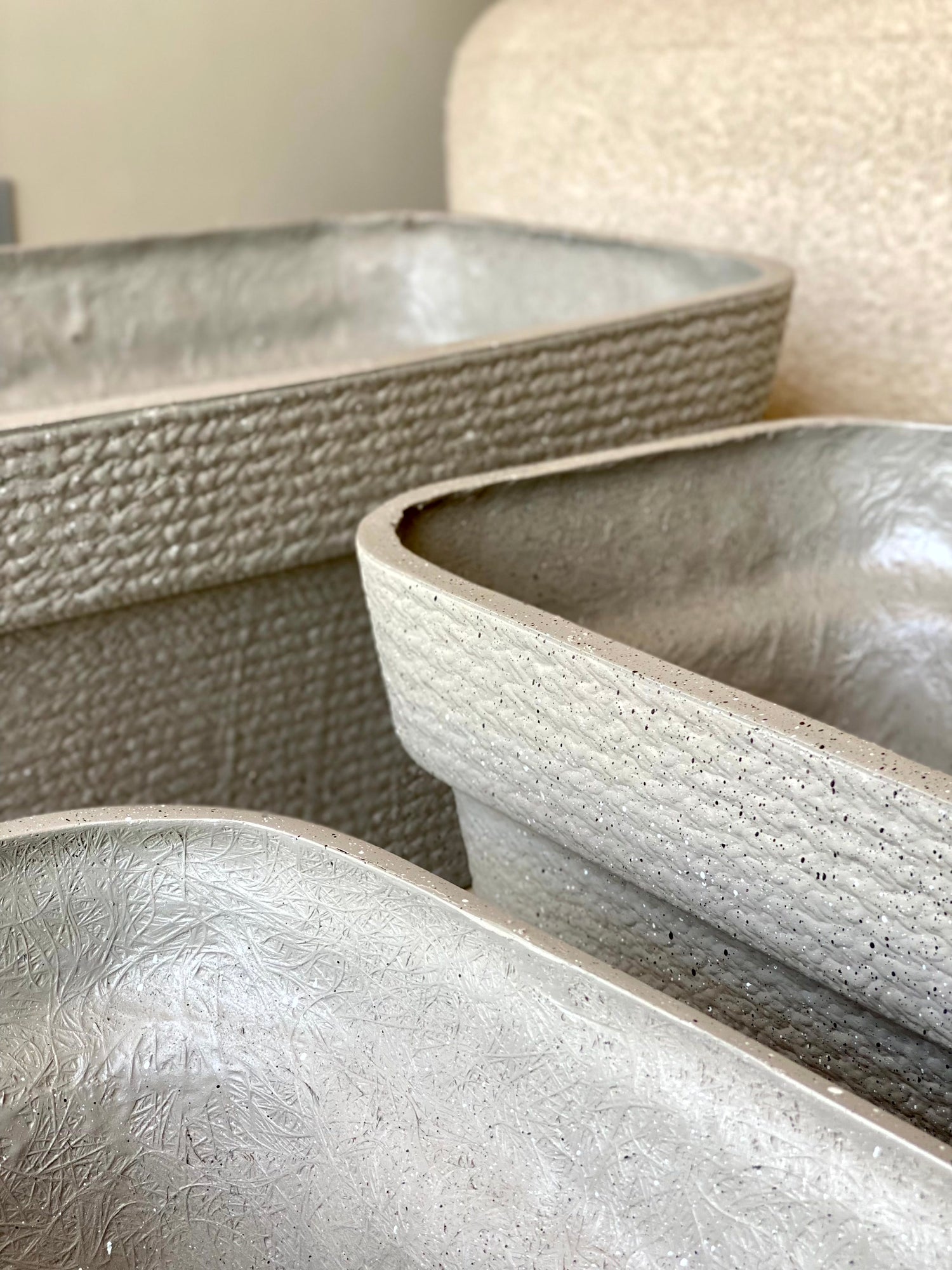 Viona Rectangle Planters - Light Grey