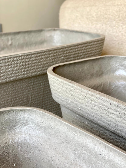 Viona Rectangle Planters - Light Grey
